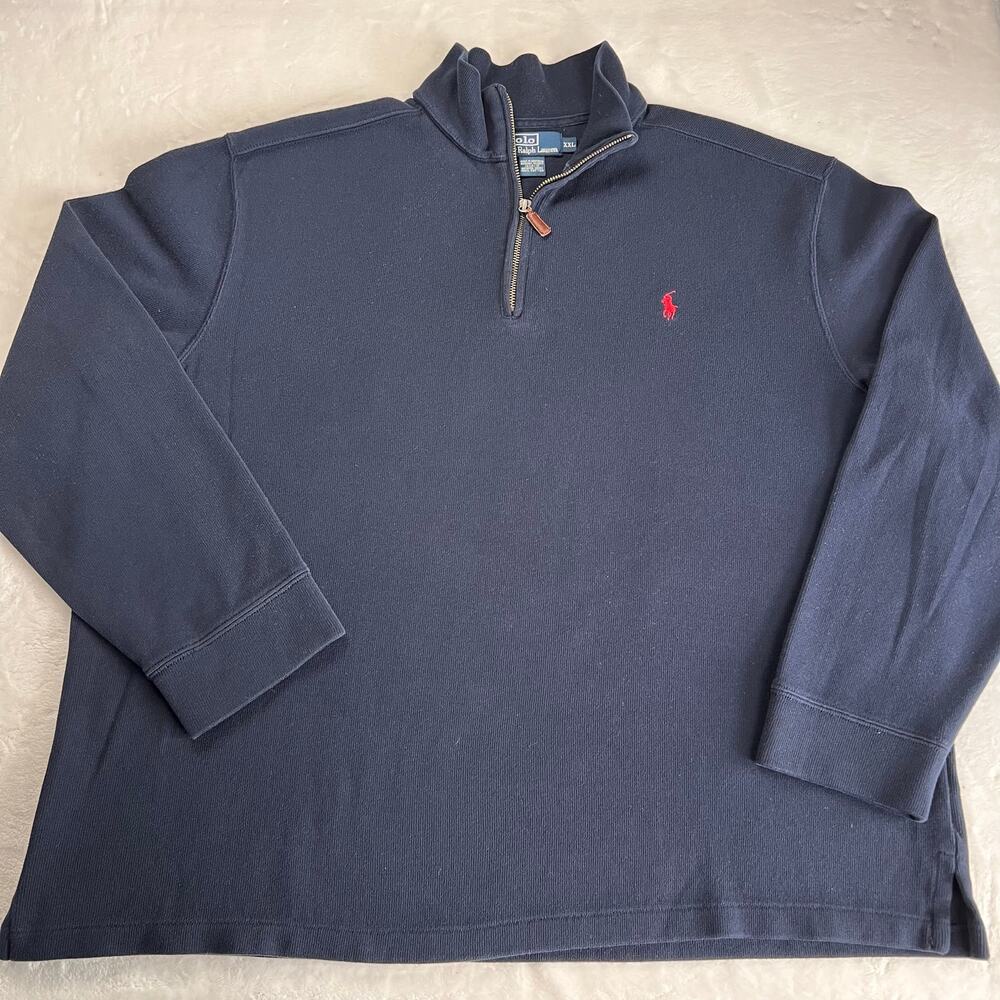 Polo Ralph Lauren Vintage 1/4 Zip Ribbed Sweater Pullover Men's size XXL